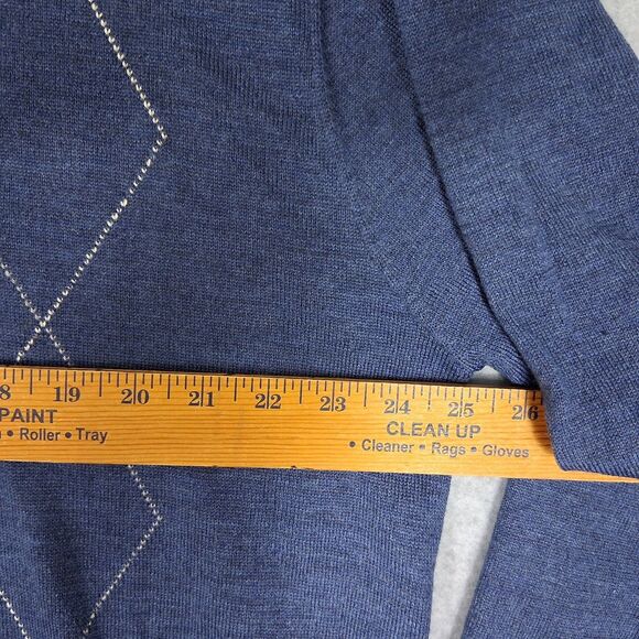 Lyle and Scott Mens 100% Merino Wool Sweater XL Blue Argyle Classic Golf Preppy - Picture 5 of 7